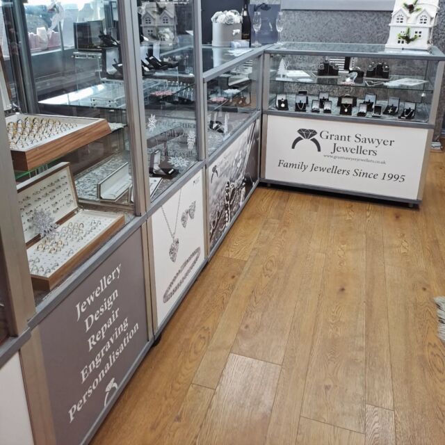 Shop counter signage design and print by @mrcmedia for @grantsawyerjewellers in Birmingham Jewellery Quarter